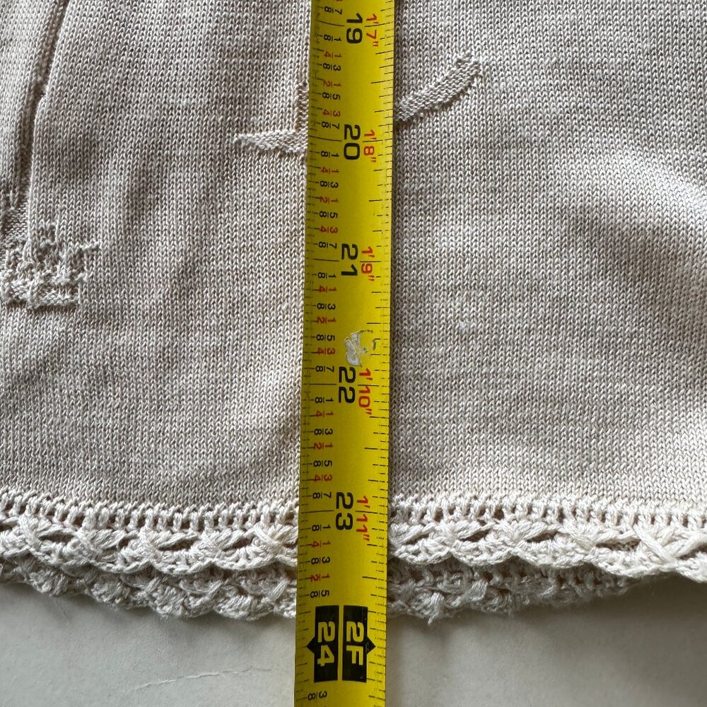 Tommy Bahama Womens Cardigan Sweater S Silky Brown Tan Crochet Trim Tropical - Picture 7 of 7